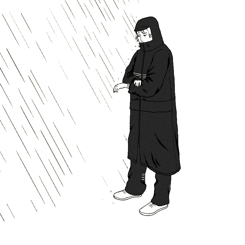 animation trench REKIS sous la pluie Cerise Queinnec