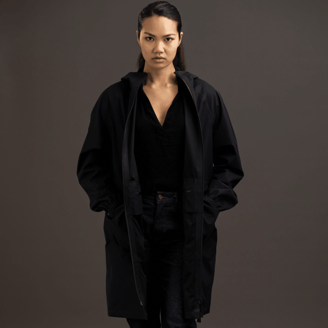 parka trench pour femme modulable rekis bicolore jaune noir 