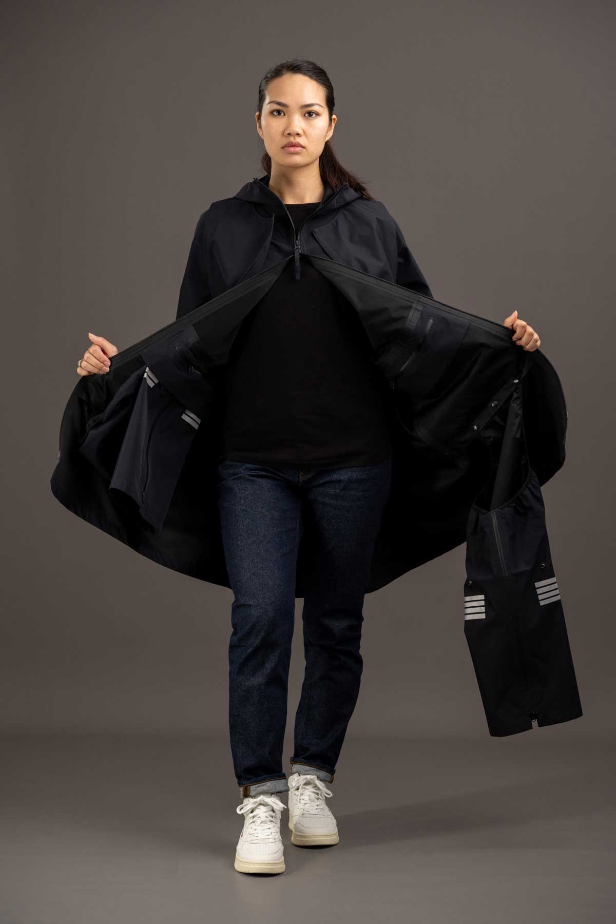 parka pour les mobilités douces rekis ouvert jambière déployée