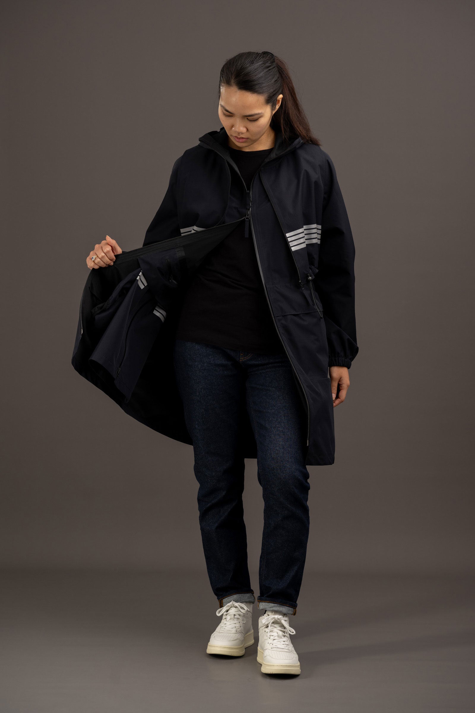 trench pour femme innovant avec jambières amovibles et déployables rekis