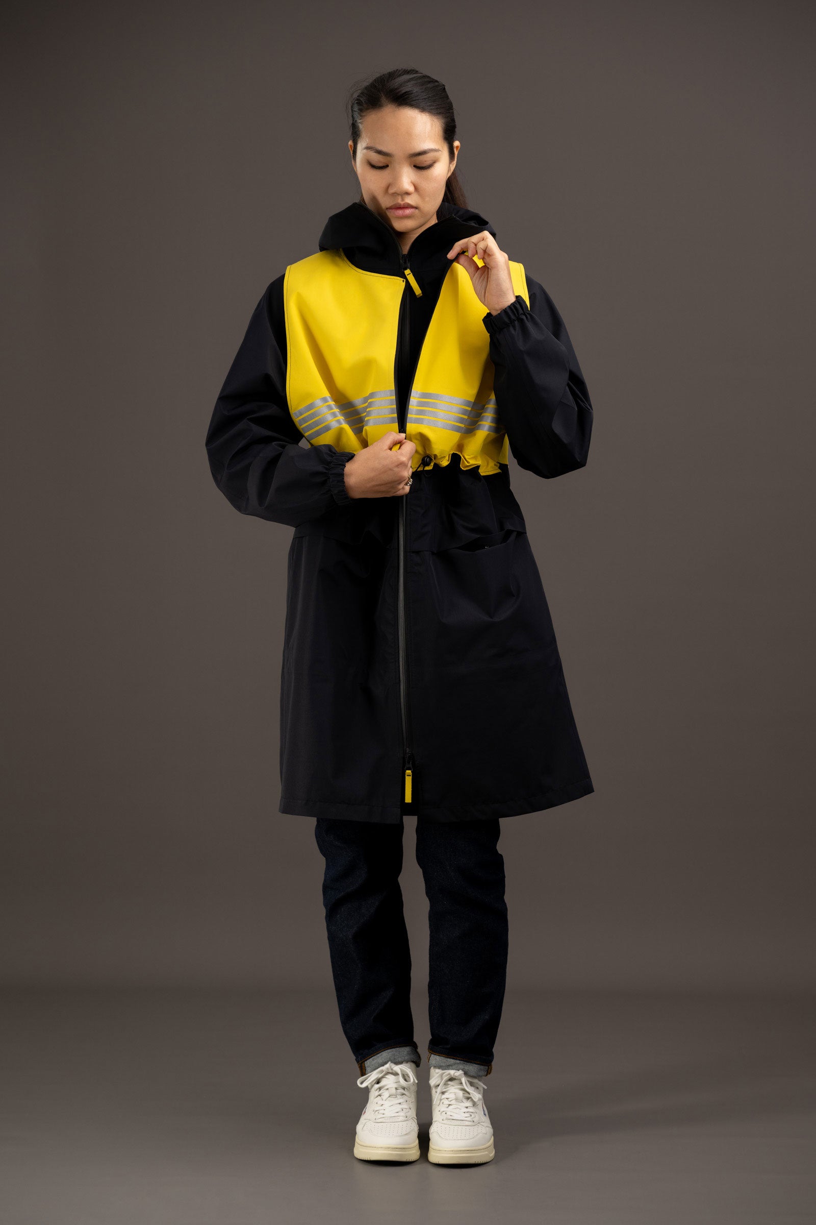 gilet de visibilité du trench bicolore rekis femme