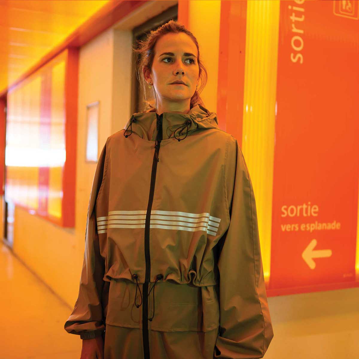 parka de visibilité techwear avec transferts haute visibilité pour le vélo rekis