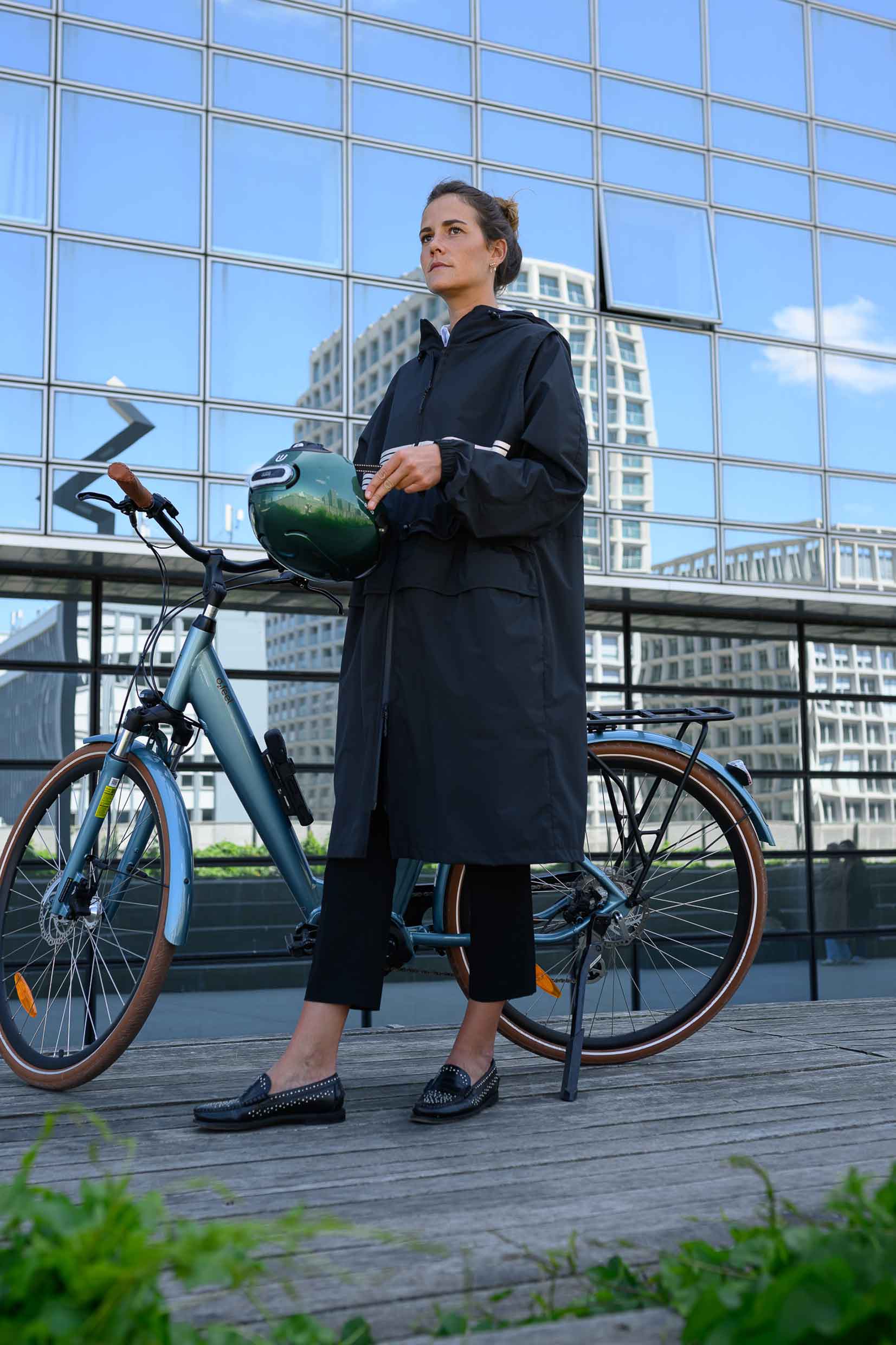 trench pour femme noir élégant vélo rekis
