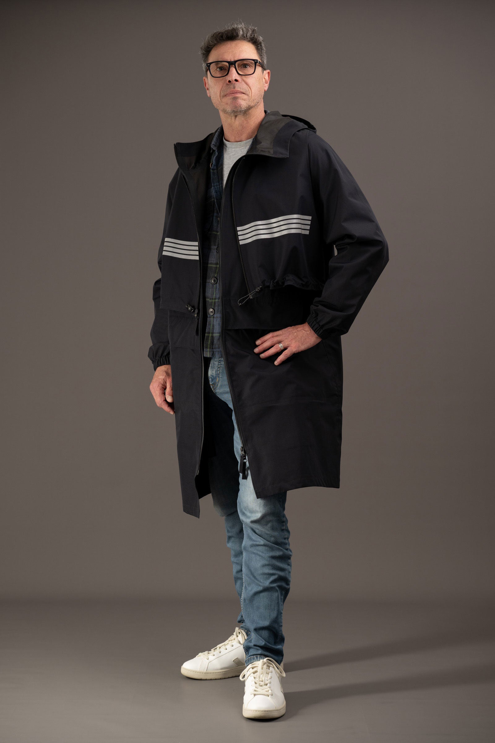 trench noir réfléchissant techwear sympatex rekis