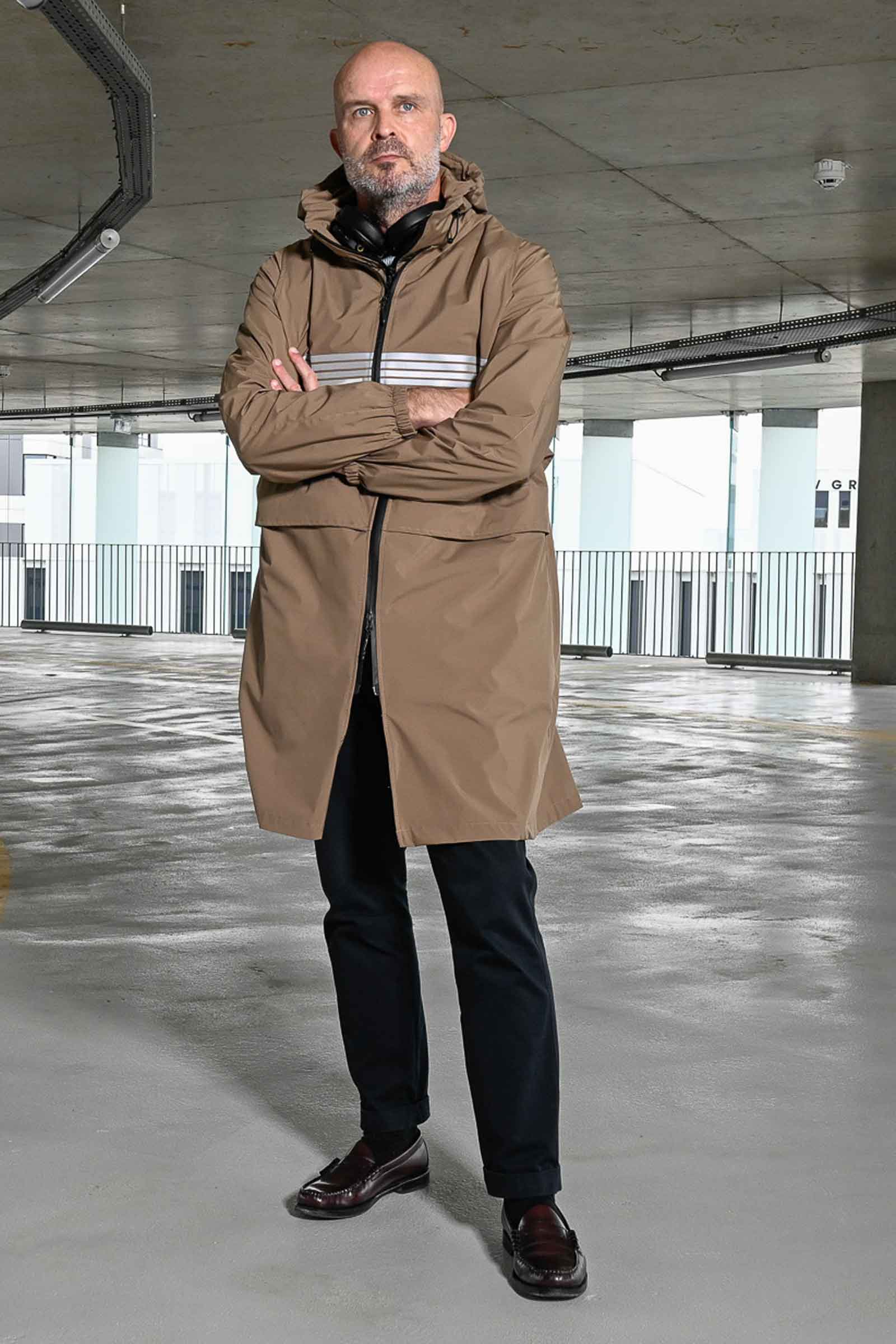 trench parka camel rekis homme vue de face