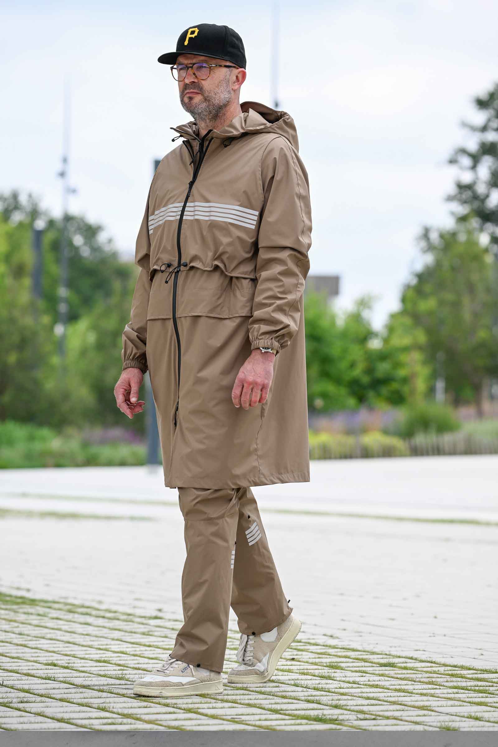 parka technique camel protection intégrale pluie vélotaf et urbains rekis