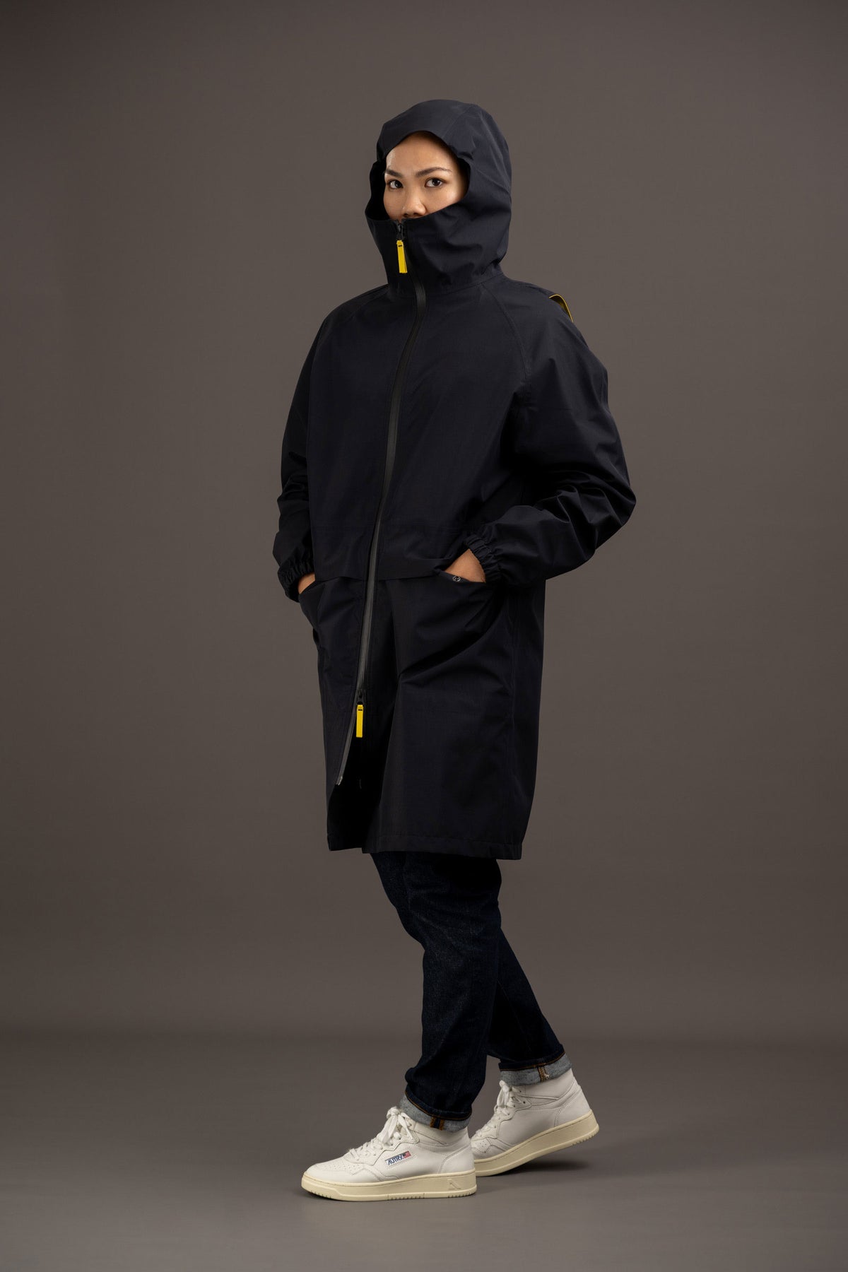 parka technique vélo femmes bicolore capuche version unie noir rekis