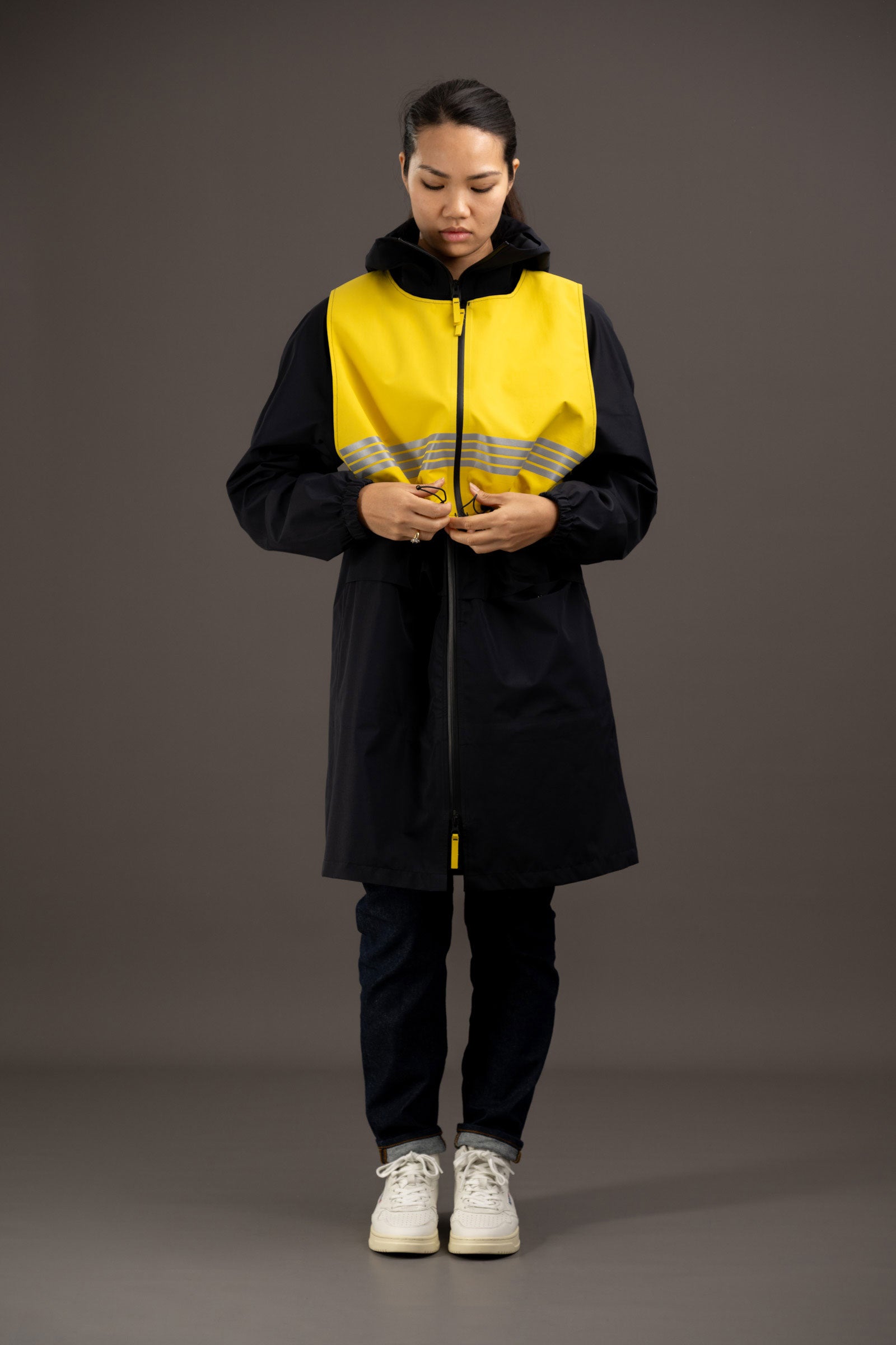 parka technique bicolore vélo : jaune et noir pour femmes rekis